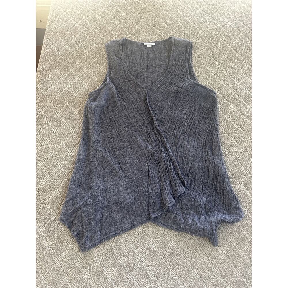 Pure Jill Woman’s Linen Pullover Sleeveless Shirt L Gray